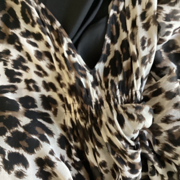 Diane von Furstenberg Fleurette Leopard Silk Chiffon Batwing Sleeve Mini Dress - Picture 3 of 13
